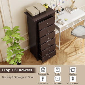 6 Drawers Chest Dresser Clothes Storage Bedroom Furniture Cabinet-Brown