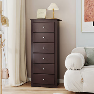 6 Drawers Chest Dresser Clothes Storage Bedroom Furniture Cabinet-Brown