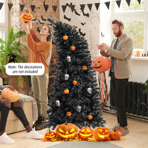 6/7 FT Artificial Christmas Tree with Bendable Top Section and Warm Light-6 FT