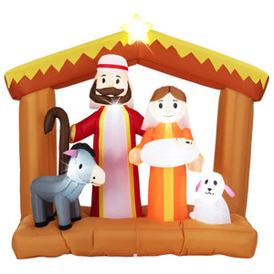 6 Feet Christmas Inflatables Nativity Scene Outdoor Decoration with Built-in LED Lights