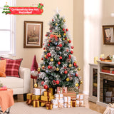 6 FT Flocked Christmas Tree with 8 Lighting Modes