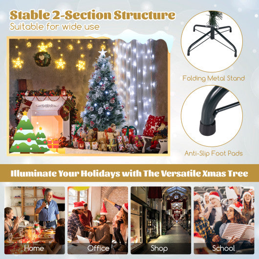 6 FT Flocked Christmas Tree with 8 Lighting Modes