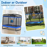 6 FT Kids Trampoline with Swing and Horizontal Bar Small Rectangle Trampoline-Blue