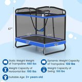 6 FT Kids Trampoline with Swing and Horizontal Bar Small Rectangle Trampoline-Blue