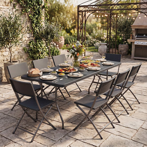6 FT Plastic Fold-in-Half Camping Table-Black