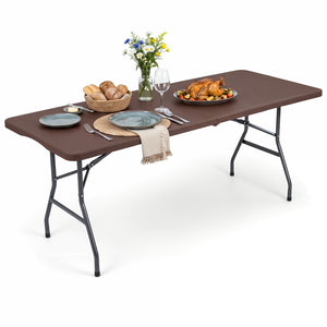 6 FT Plastic Fold-in-Half Camping Table-Coffee