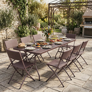 6 FT Plastic Fold-in-Half Camping Table-Coffee