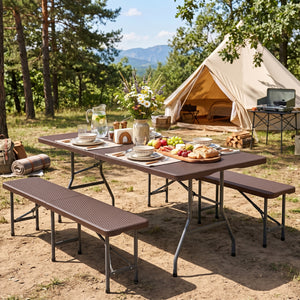 6 FT Plastic Fold-in-Half Camping Table-Coffee