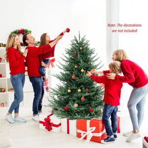 6 FT Pre-Lit Artificial Hinged Xmas Tree with 778 PVC and PE Branch Tips-M