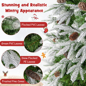 6/7.5/9 FT Pre-Lit Artificial Christmas Tree with 765/1135/1871 Tips and 280/470/690 Warm-White LED Lights-S