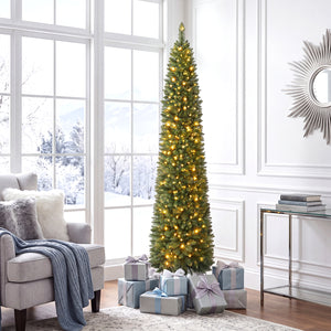 6 FT Pre-Lit Pencil Christmas Tree with 180 Warm White LED Lights