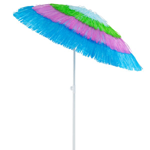 6 FT Tiki Thatched Patio Beach Umbrella with Push Button Tilt Carrying Bag-Colorful