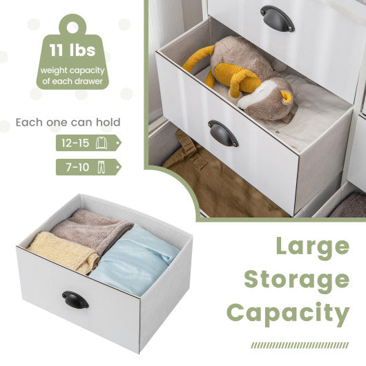 6 Fabric Drawers Storage Chest with Wooden Top-White