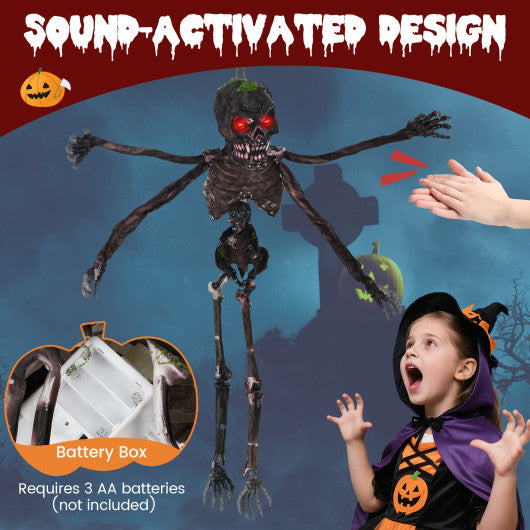 7 FT Halloween Decoration Animated Standing Scary Scarecrow with Light-up Eyes for Hunted Houses