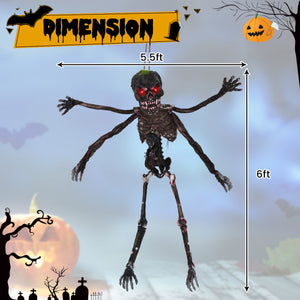 6 Feet Animated Halloween Decoration with 4 Arms  Red LED-lit Eyes & Spooky Sounds
