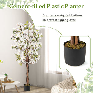6 Feet Artificial Bougainvillea Tree with 910 White Flowers-1 Pieces