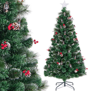 5/6/7 Feet Artificial Christmas Tree with Red Berries and Kerosene Lamps-6 ft