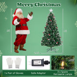 5/6/7 Feet Artificial Christmas Tree with Red Berries and Kerosene Lamps-6 ft