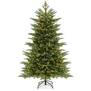 5/6/7 Feet Artificial Christmas Tree with 1426/2116/3156 Lush PVC and 200/300/400 Warm White LED Lights-M