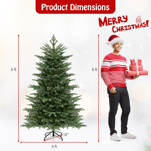 5/6/7 Feet Artificial Christmas Tree with 1426/2116/3156 Lush PVC and 200/300/400 Warm White LED Lights-M