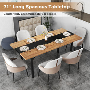 6 Feet Dining Table with Heavy-Duty Metal Frame for 6-8 People-Natural