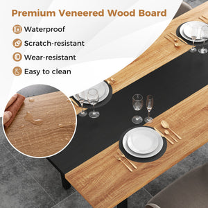 36 Inch Round Dining Table with Metal Pedestal Base-Natural