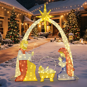 6 Feet Lighted Nativity Scene Yard Decoratio with 240 Warm White LED Lights