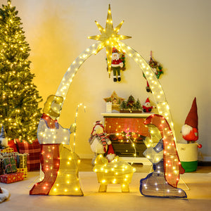 6 Feet Lighted Nativity Scene Yard Decoratio with 240 Warm White LED Lights