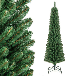 5/6/7/8 Feet Pencil Christmas Tree with 295/392/523/671 Memory Wire Branch Tips and Upgraded Metal Stand-6 ft