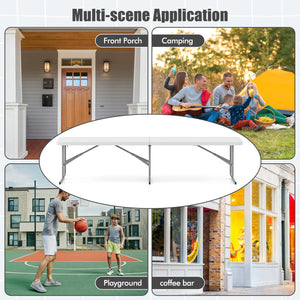 6 Feet Plastic Folding Bench Portable Seat with Handle and Lock-White