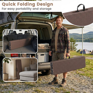 6 Feet Plastic Folding Bench Picnic Camping Dining Seat with Carrying Handle-Brown