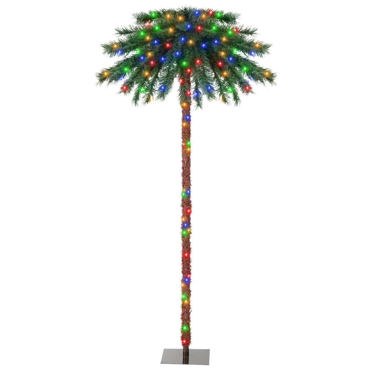6 Feet Pre-Lit Artificial Tropical Christmas Palm Tree with 210 Multi-Color Lights