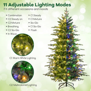 6 Feet Pre-Lit Artificial Christmas Tree with Warm White LED Lights
