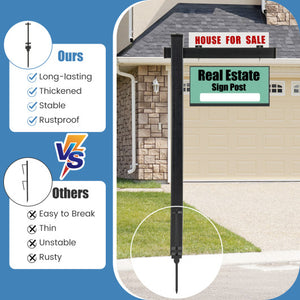 6 Feet Vinyl UPVC Real Estate Sign Post Realtor Yard Sign Post-Black