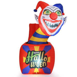 6 Ft Halloween Inflatable Clown with LED Lights for Indoor Outdoor Porch