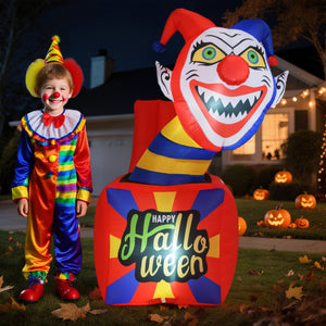6 Ft Halloween Inflatable Clown with LED Lights for Indoor Outdoor Porch