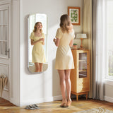 6 LEDs Mirror Jewelry Cabinet Wall or Door Mounted Lockable Jewelry Organizer-White