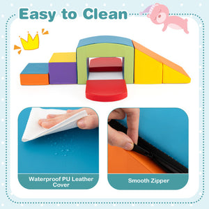 6 Pieces Foam Climbing Blocks Soft Play Climbing for Toddlers with Tunnel-Multicolor