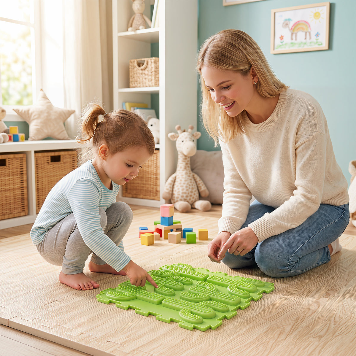 6 PCS Interlocking Sensory Mats with Rich Colors for Kids Adults-Color