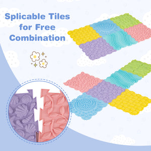 6 PCS Interlocking Sensory Mats with Rich Colors for Kids Adults-Color