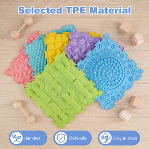 6 PCS Interlocking Sensory Mats with Rich Colors for Kids Adults-Color