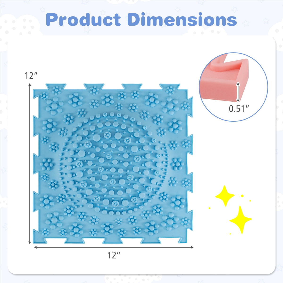 6 PCS Interlocking Sensory Mats with Rich Colors for Kids Adults-Color