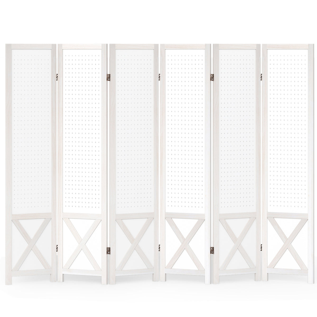 6-Panel Pegboard Room Divider 67 Inches Tall Foldable Privacy Screen