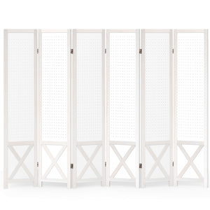 6-Panel Pegboard Room Divider 67 Inches Tall Foldable Privacy Screen