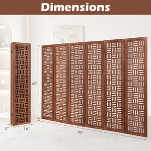 6-Panel Solid Wood Room Divider Folding Partition Stand