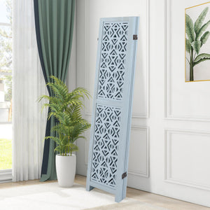 4/6 Panel Wooden Room Divider with Carved Cutout Pattern and Solid Wood Frame-6 Panel