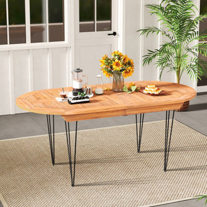 6 Person 71 Inch Patio Dining Table with Teak Wood Tabletop