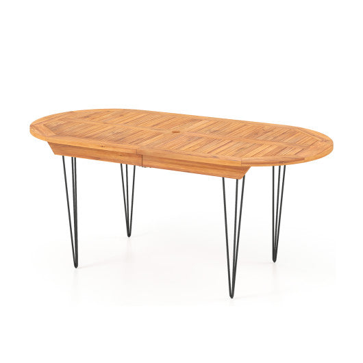 6 Person 71 Inch Patio Dining Table with Teak Wood Tabletop