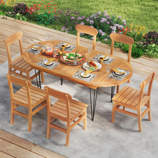 6 Person 71 Inch Patio Dining Table with Teak Wood Tabletop