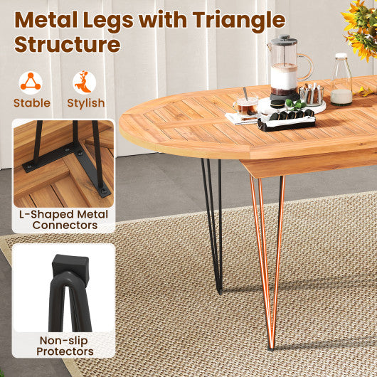Folding Round Dining Table with Lockable Wheels-Black